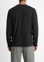VINCE | Sueded Jersey Long-Sleeve Pocket T-Shirt in Long Sleeve - BLACK