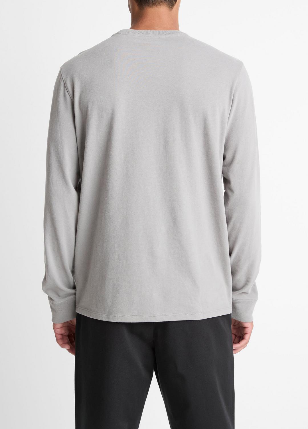 VINCE | Sueded Jersey Long-Sleeve Pocket T-Shirt in Long Sleeve - HEATHER MOUSE