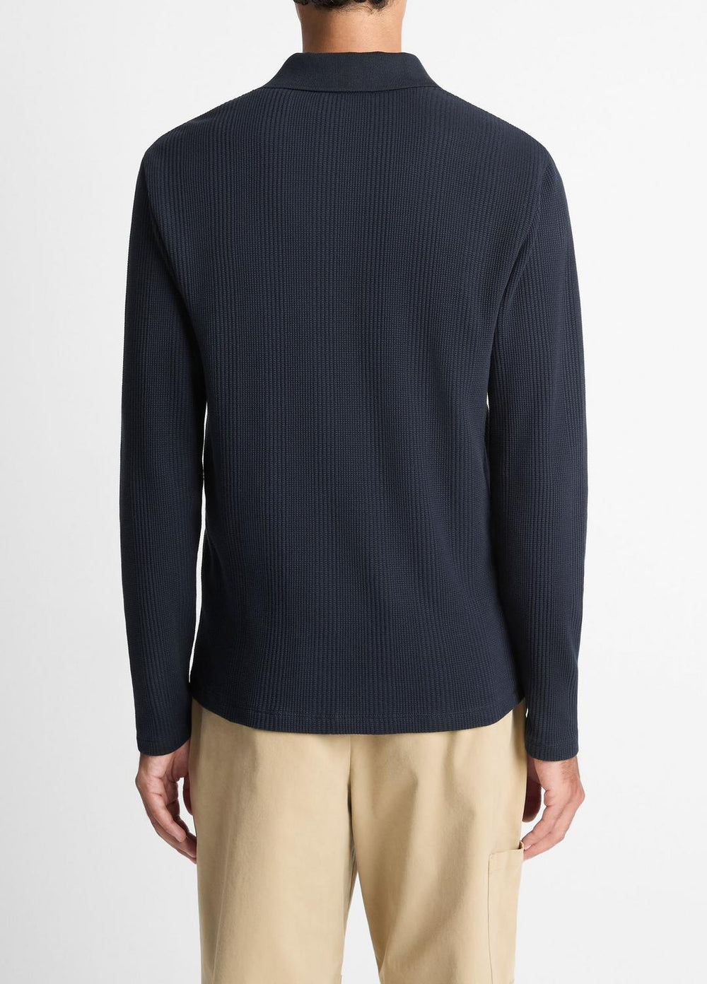 VINCE | Variegated Cotton Polo Shirt in Henleys & Polos - COASTAL BLUE