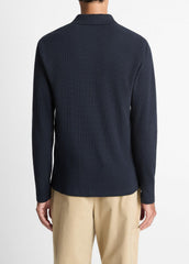 VINCE | Variegated Cotton Polo Shirt in Henleys & Polos - COASTAL BLUE