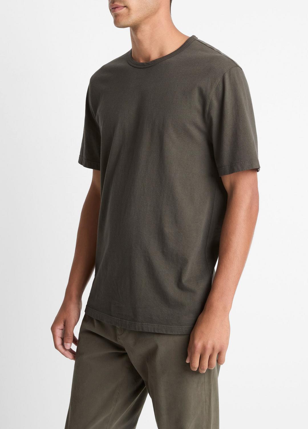 VINCE | Garment Dye Cotton T-Shirt in Short Sleeve - WASHED DARK LEAF