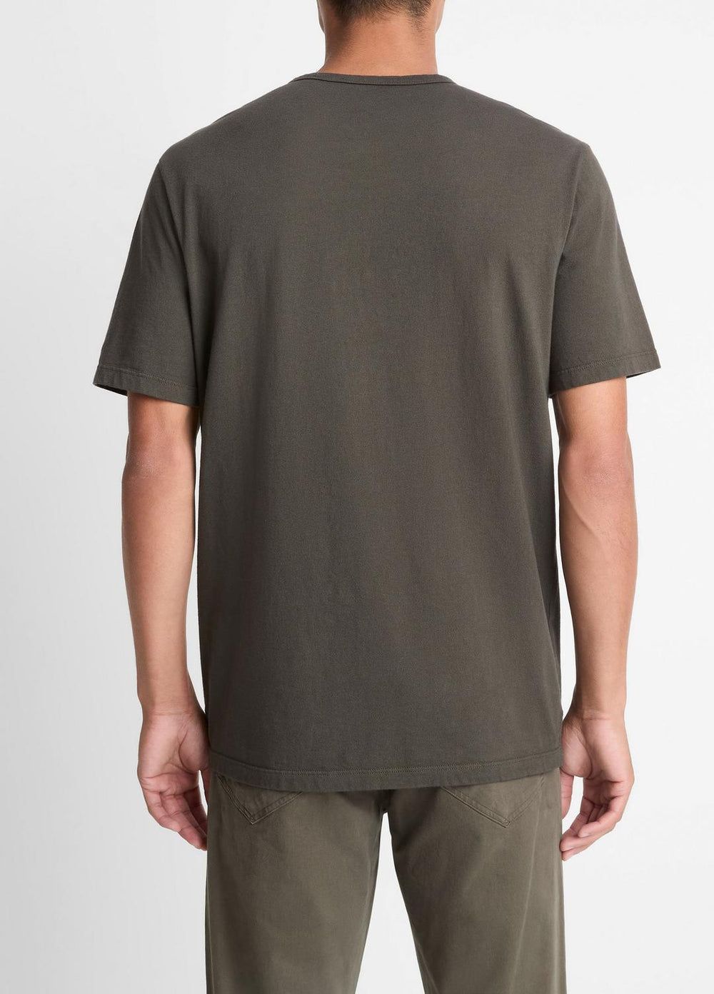 VINCE | Garment Dye Cotton T-Shirt in Short Sleeve - WASHED DARK LEAF