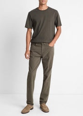 VINCE | Garment Dye Cotton T-Shirt in Short Sleeve - WASHED DARK LEAF