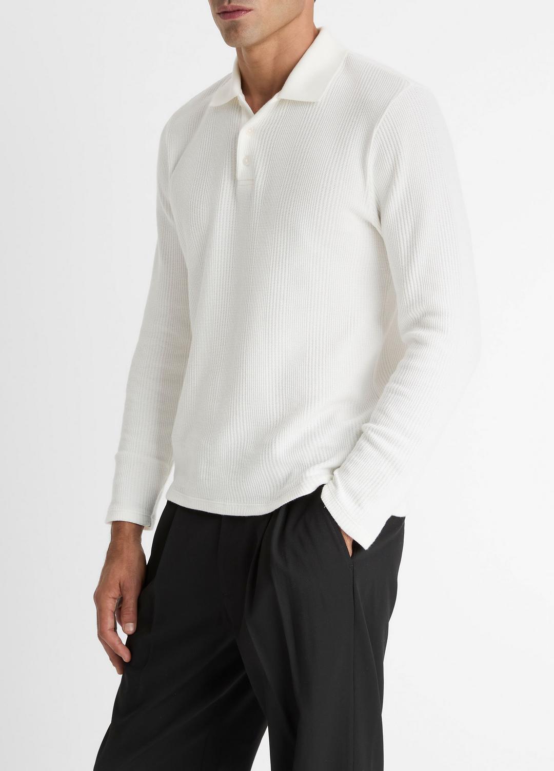 VINCE | Variegated Cotton Polo Shirt in Henleys & Polos - OFF WHITE