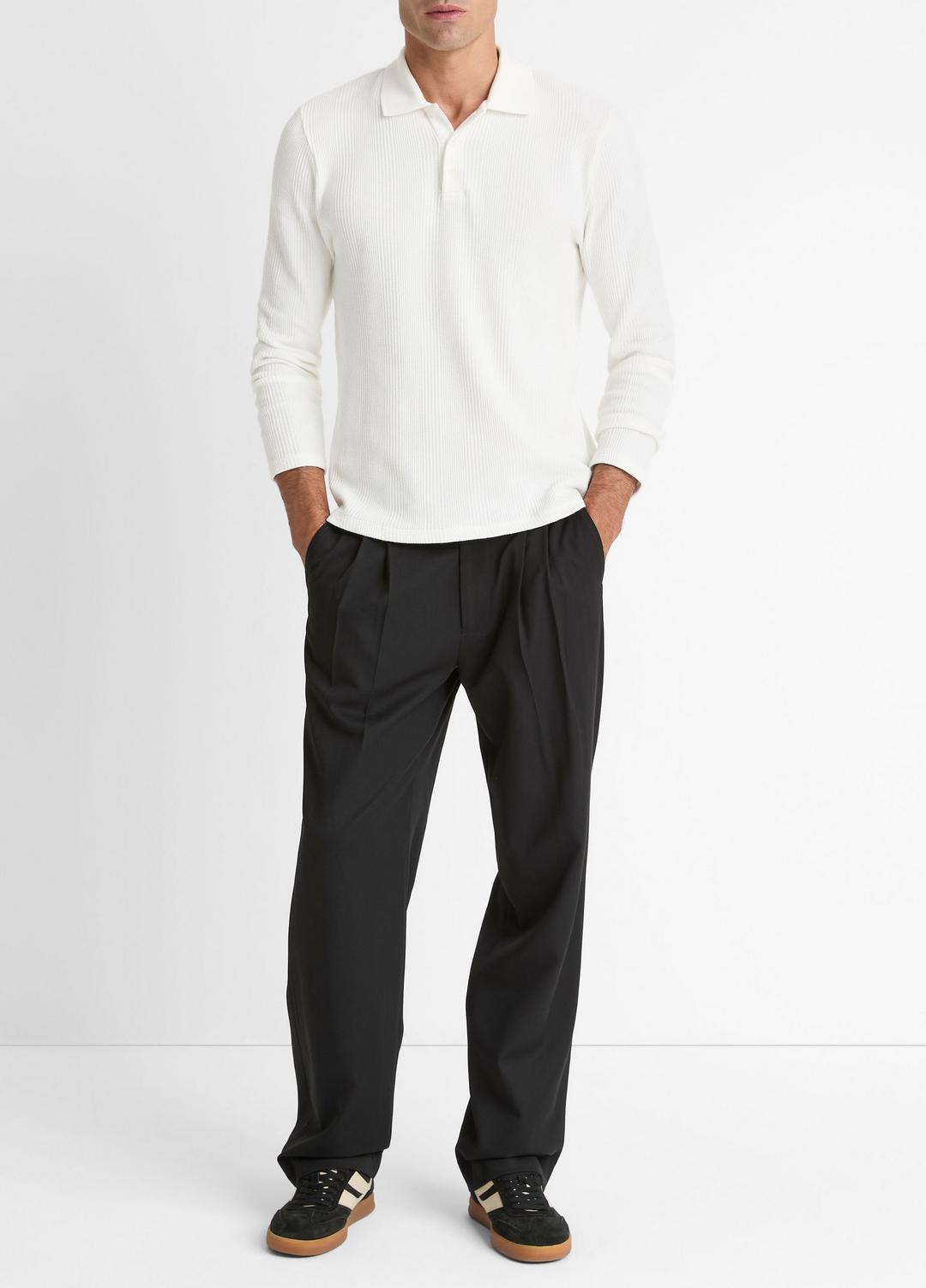 VINCE | Variegated Cotton Polo Shirt in Henleys & Polos - OFF WHITE