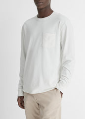 VINCE | Sueded Jersey Long-Sleeve Pocket T-Shirt in Long Sleeve - OFF WHITE