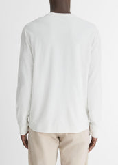 VINCE | Sueded Jersey Long-Sleeve Pocket T-Shirt in Long Sleeve - OFF WHITE