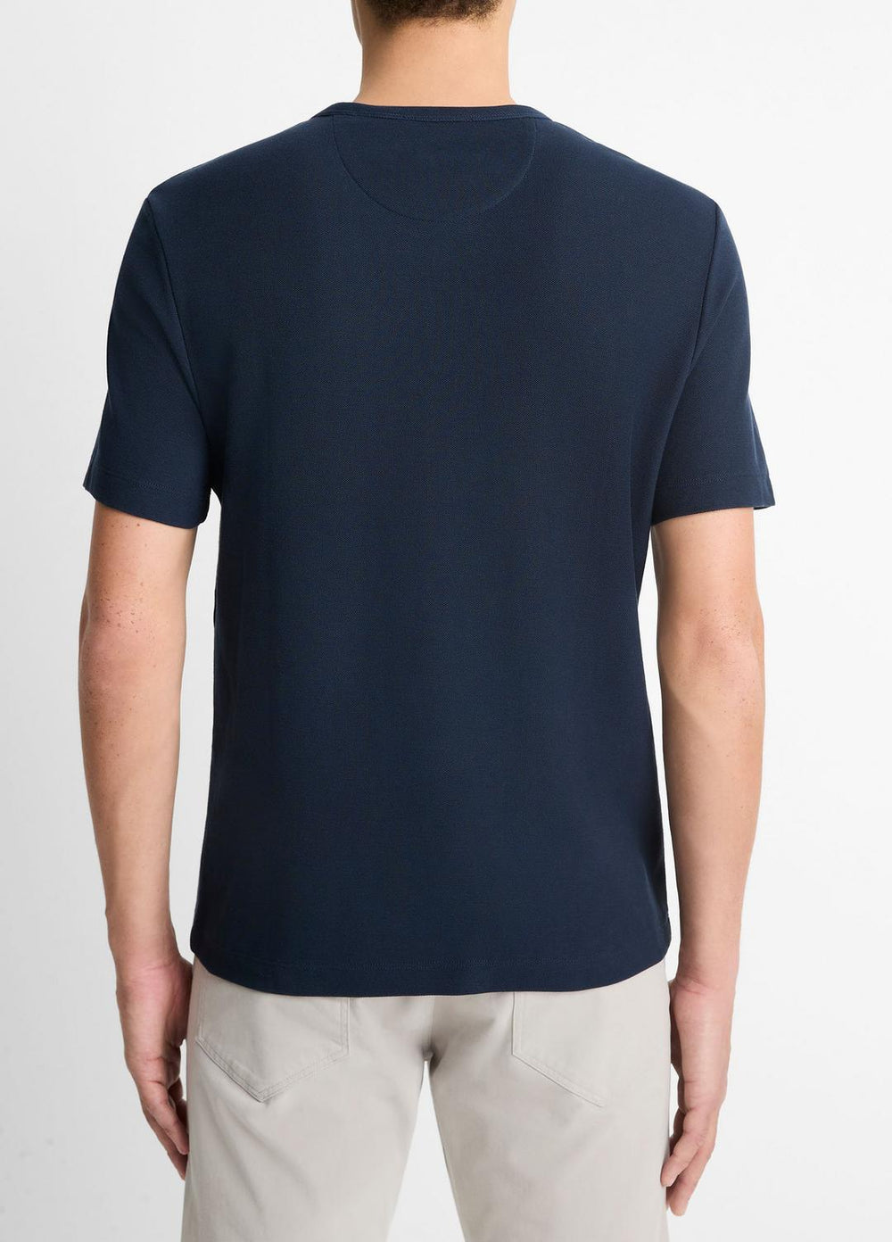 VINCE | Pima Cotton Piqué Crew Neck T-Shirt in Short Sleeve - COASTAL BLUE