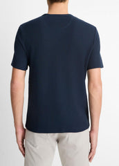 VINCE | Pima Cotton Piqué Crew Neck T-Shirt in Short Sleeve - COASTAL BLUE