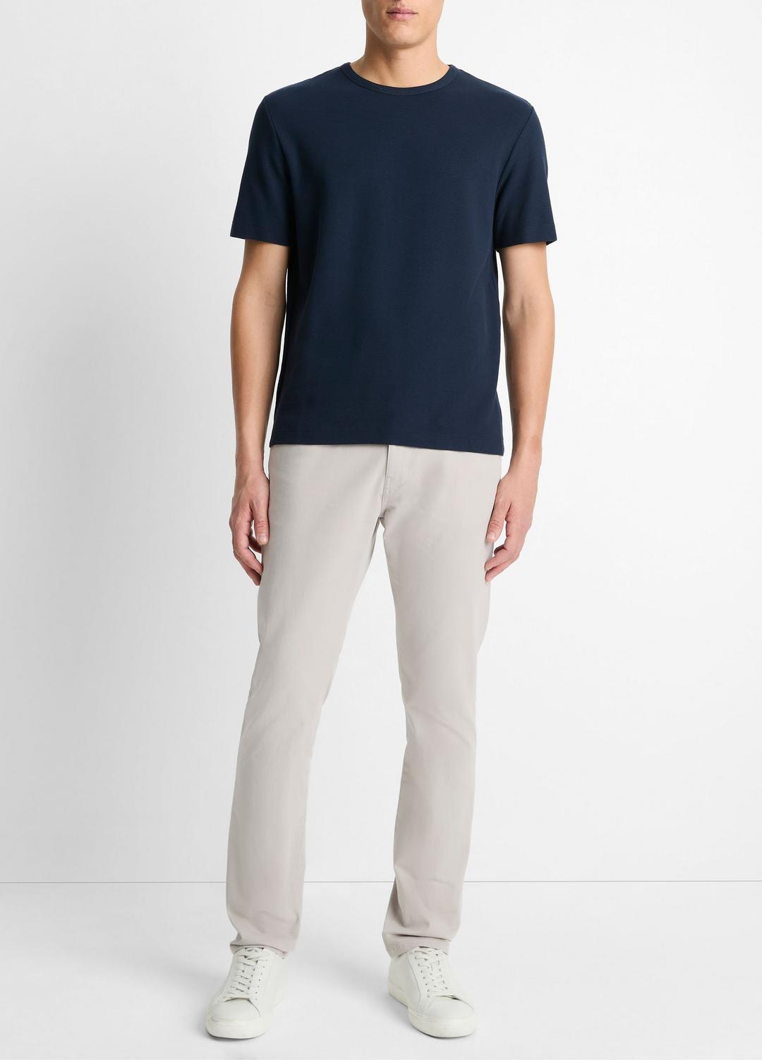 VINCE | Pima Cotton Piqué Crew Neck T-Shirt in Short Sleeve - COASTAL BLUE