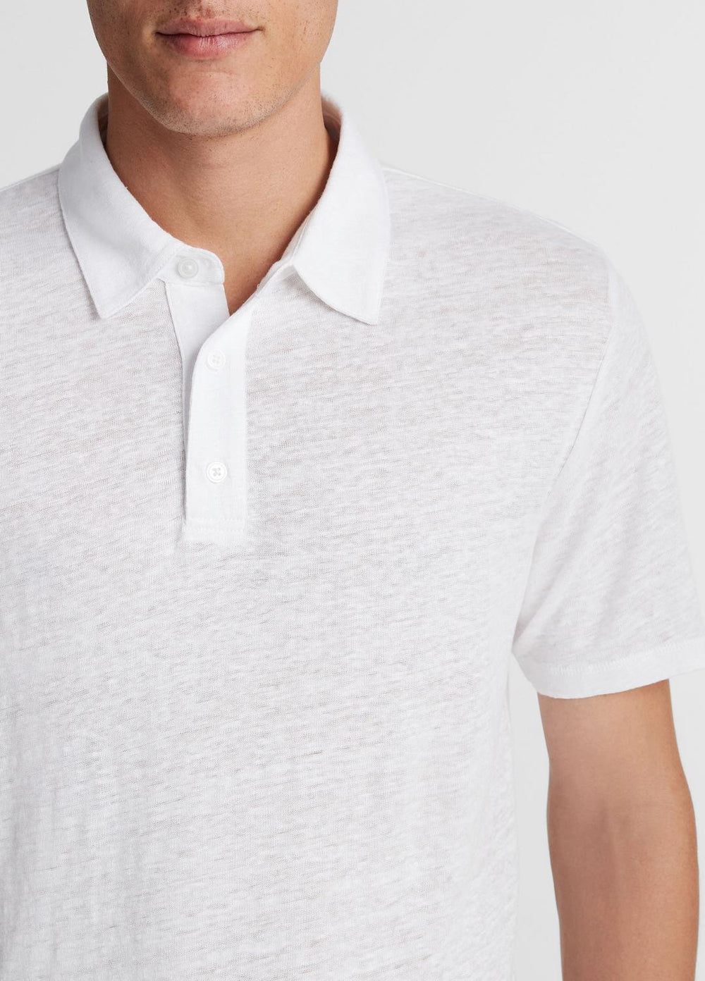 VINCE | Linen Polo Shirt in Henleys & Polos - OPTIC WHITE