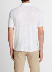 VINCE | Linen Polo Shirt in Henleys & Polos - OPTIC WHITE