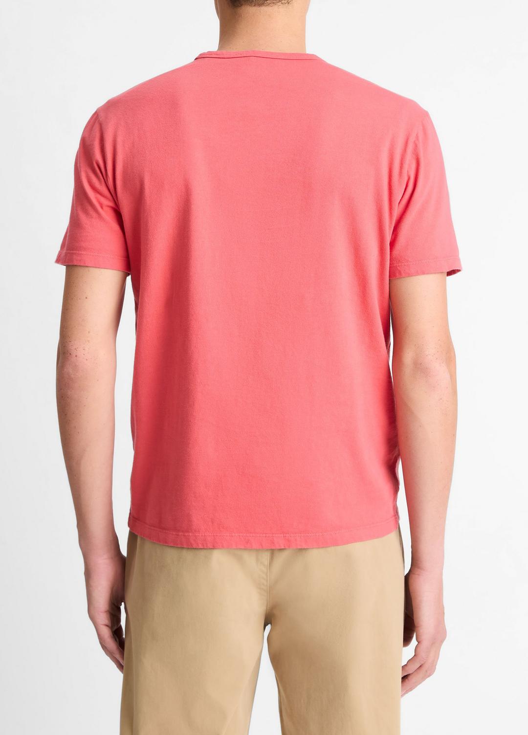 VINCE | Garment Dye Cotton T-Shirt in Short Sleeve - WASHED CORAL RED