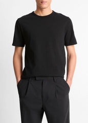 VINCE | Garment Dye Cotton T-Shirt in Short Sleeve - TRUE BLACK