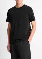 VINCE | Garment Dye Cotton T-Shirt in Short Sleeve - TRUE BLACK