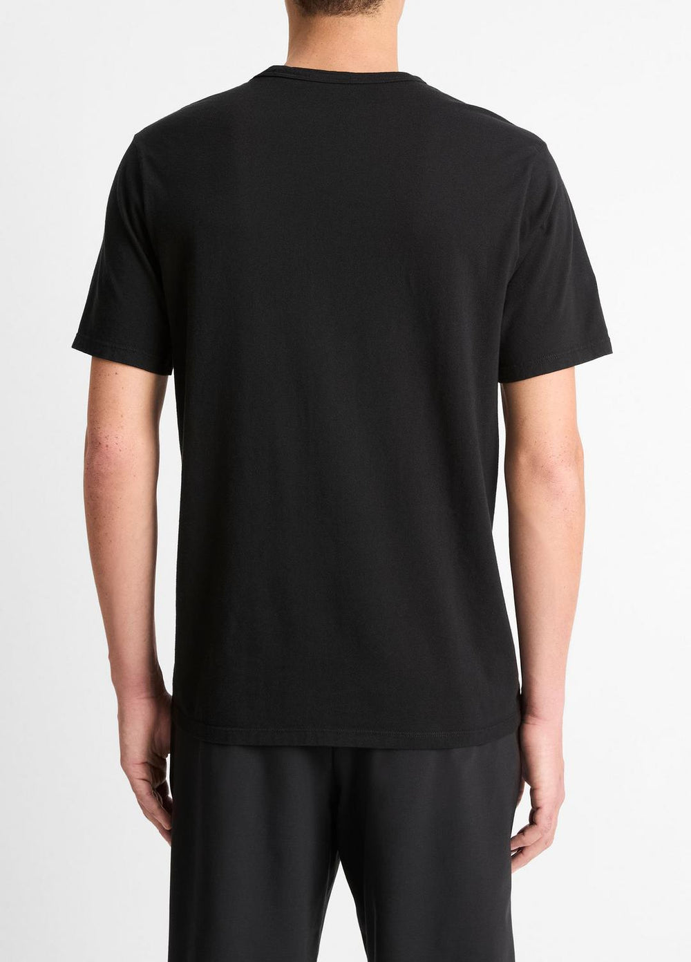 VINCE | Garment Dye Cotton T-Shirt in Short Sleeve - TRUE BLACK