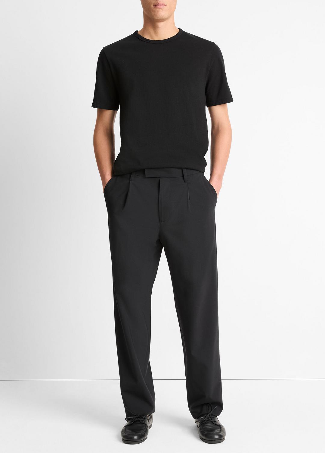 VINCE | Garment Dye Cotton T-Shirt in Short Sleeve - TRUE BLACK