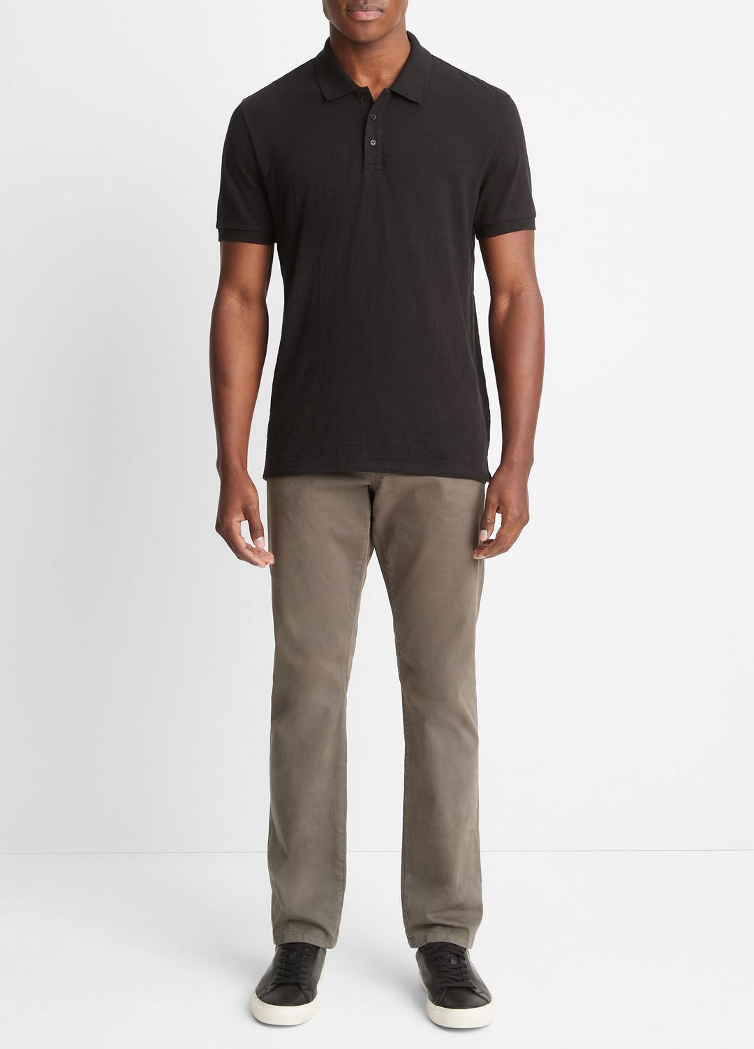 VINCE | Classic Slub Polo Shirt in Henleys & Polos - BLACK
