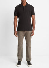 VINCE | Classic Slub Polo Shirt in Henleys & Polos - BLACK