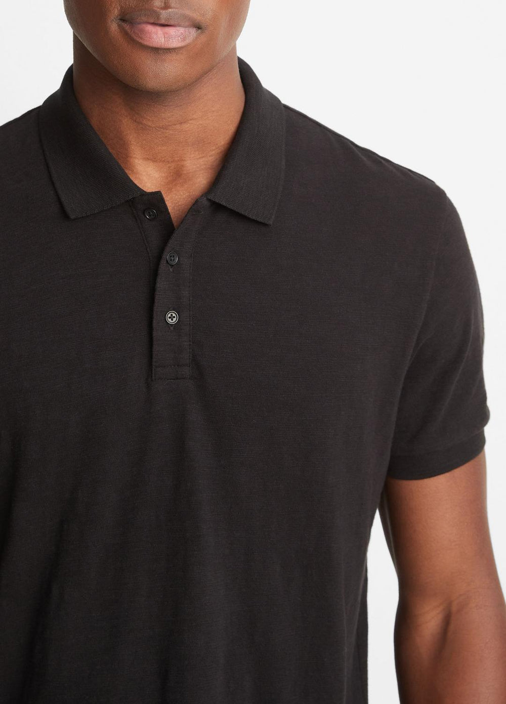 VINCE | Classic Slub Polo Shirt in Henleys & Polos - BLACK