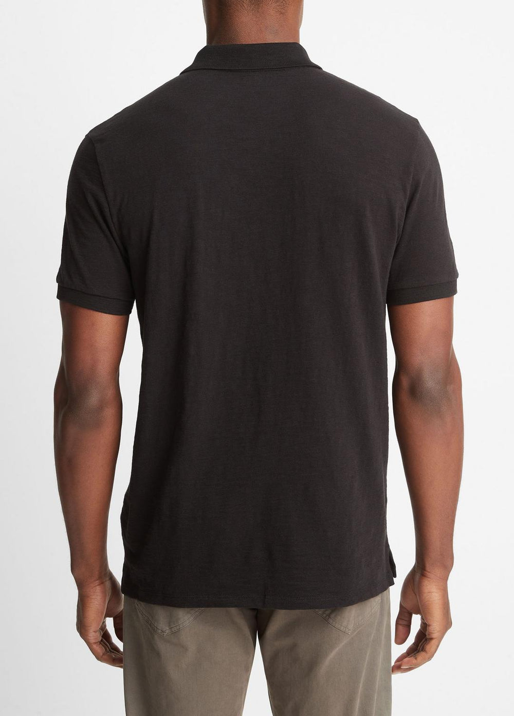 VINCE | Classic Slub Polo Shirt in Henleys & Polos - BLACK