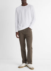 VINCE | Pima Cotton Piqué Long-Sleeve T-Shirt in Long Sleeve - OPTIC WHITE