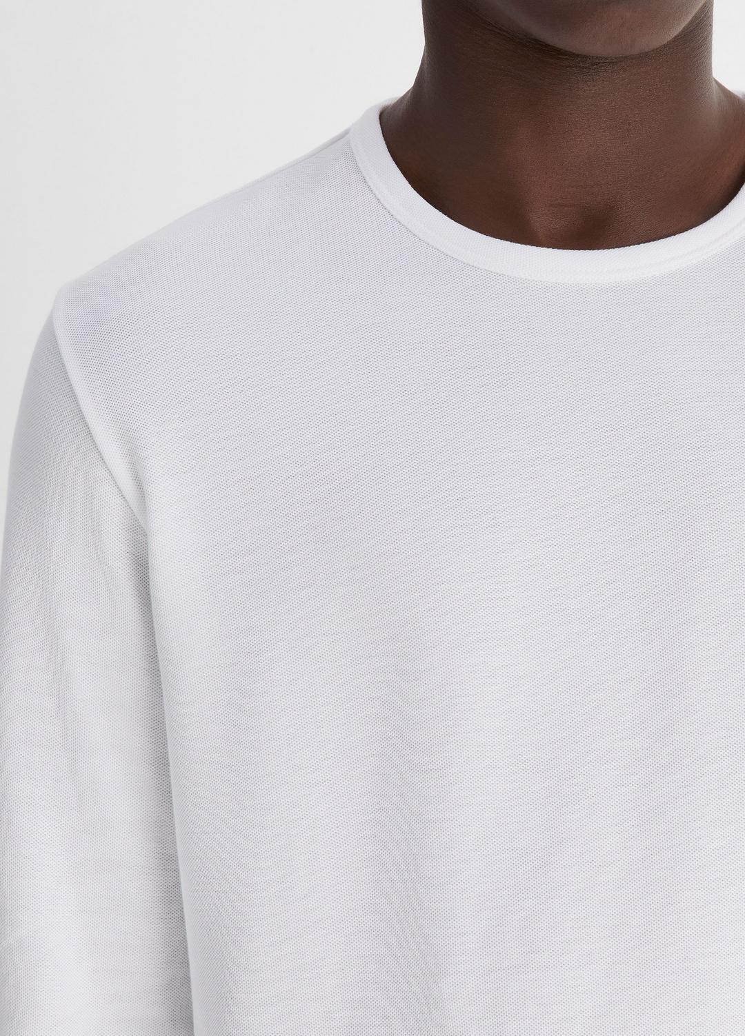 VINCE | Pima Cotton Piqué Long-Sleeve T-Shirt in Long Sleeve - OPTIC WHITE