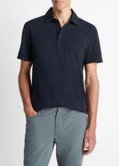VINCE | Garment Dye Cotton Polo Shirt in Henleys & Polos - WASHED COASTAL