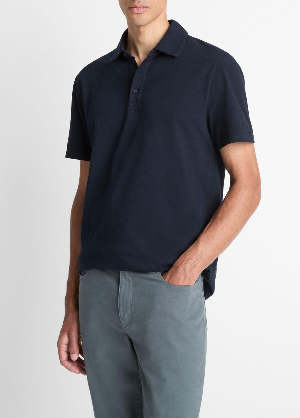 VINCE | Garment Dye Cotton Polo Shirt in Henleys & Polos - WASHED COASTAL
