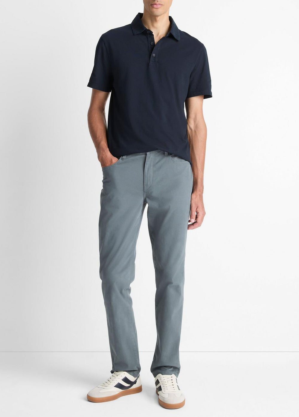 VINCE | Garment Dye Cotton Polo Shirt in Henleys & Polos - WASHED COASTAL