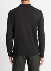 VINCE | Milano Pima Cotton-Blend Johnny-Collar Shirt in Long Sleeve - BLACK