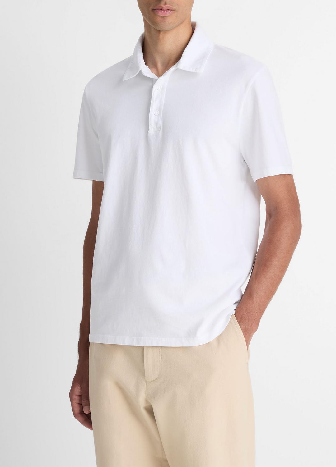 VINCE | Garment Dye Cotton Polo Shirt in Henleys & Polos - OPTIC WHITE