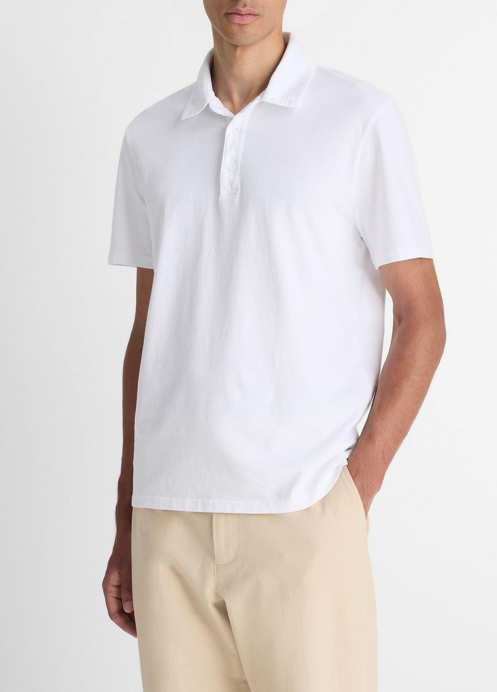 VINCE | Garment Dye Cotton Polo Shirt in Henleys & Polos - OPTIC WHITE
