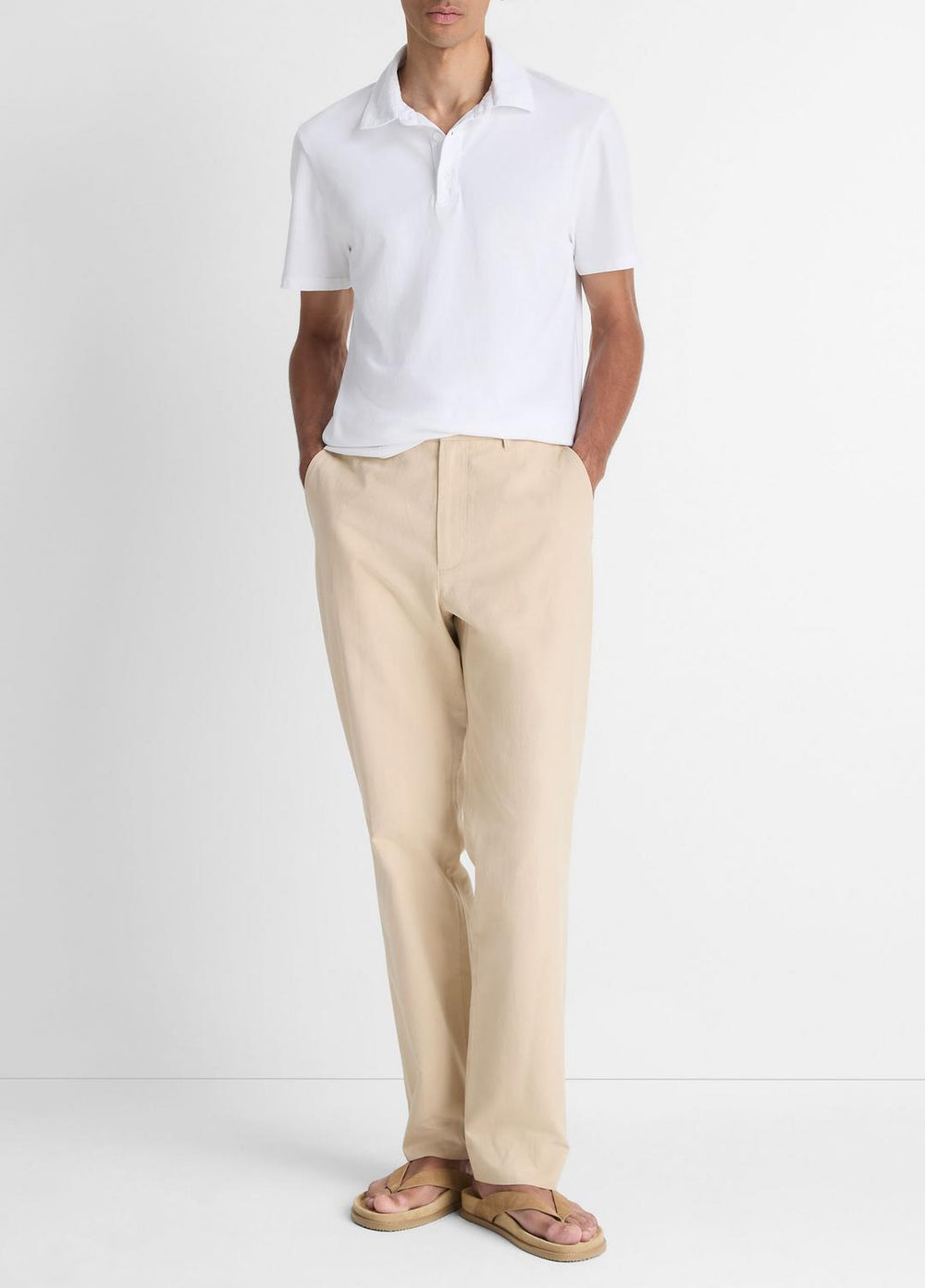 VINCE | Garment Dye Cotton Polo Shirt in Henleys & Polos - OPTIC WHITE