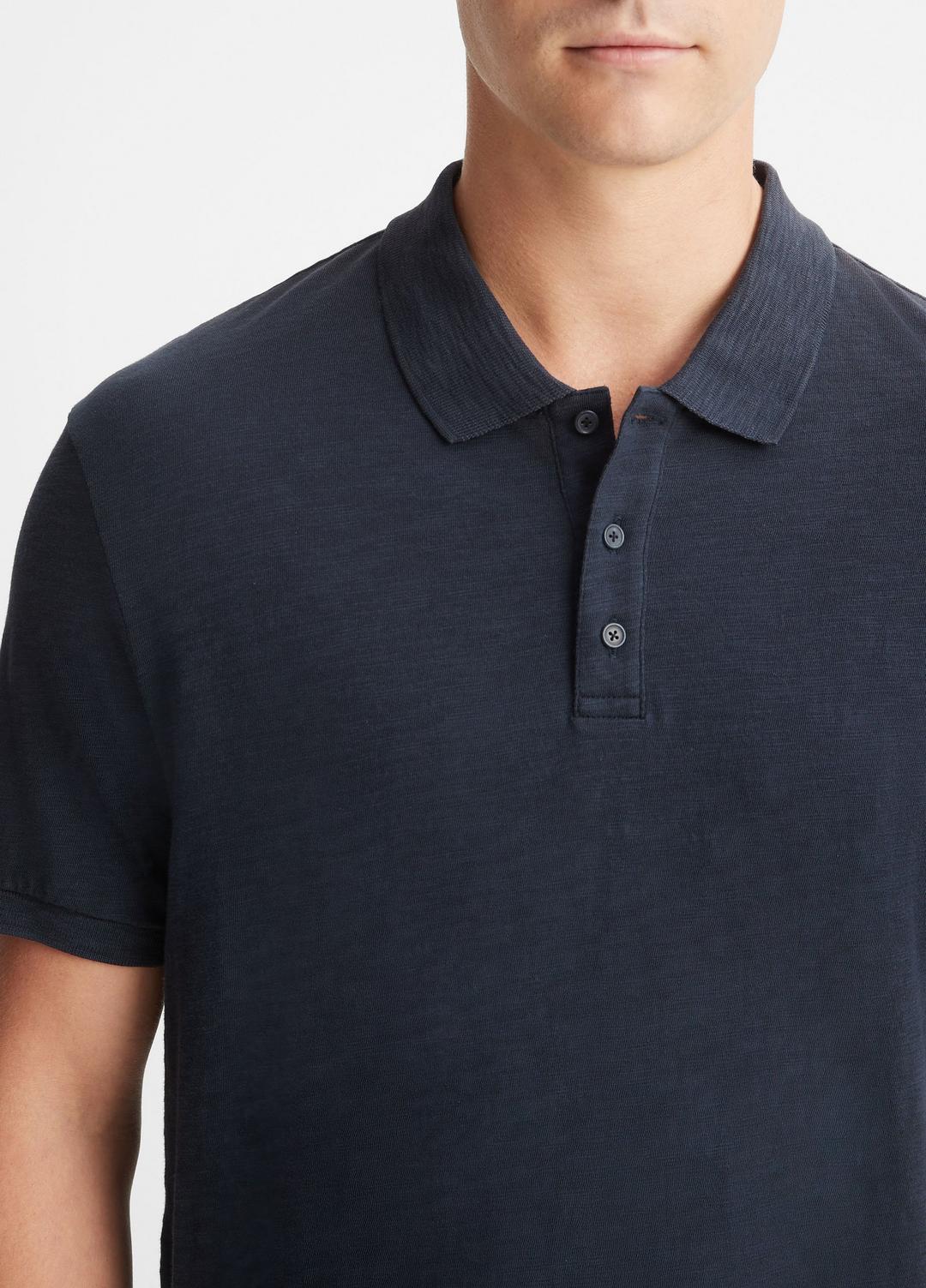 VINCE | Classic Slub Polo Shirt in Henleys & Polos - COASTAL BLUE