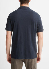 VINCE | Classic Slub Polo Shirt in Henleys & Polos - COASTAL BLUE