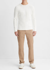 VINCE | Pima Cotton-Blend Thermal Long-Sleeve Pullover in Long Sleeve - OFF WHITE