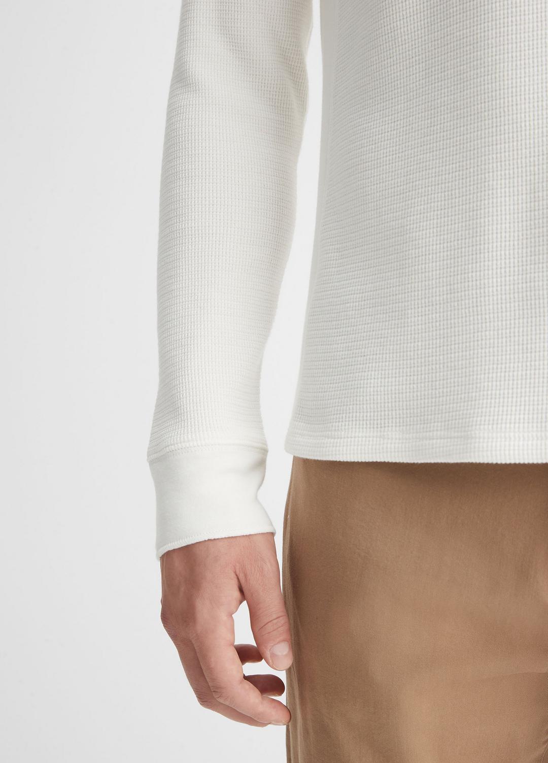 VINCE | Pima Cotton-Blend Thermal Long-Sleeve Pullover in Long Sleeve - OFF WHITE