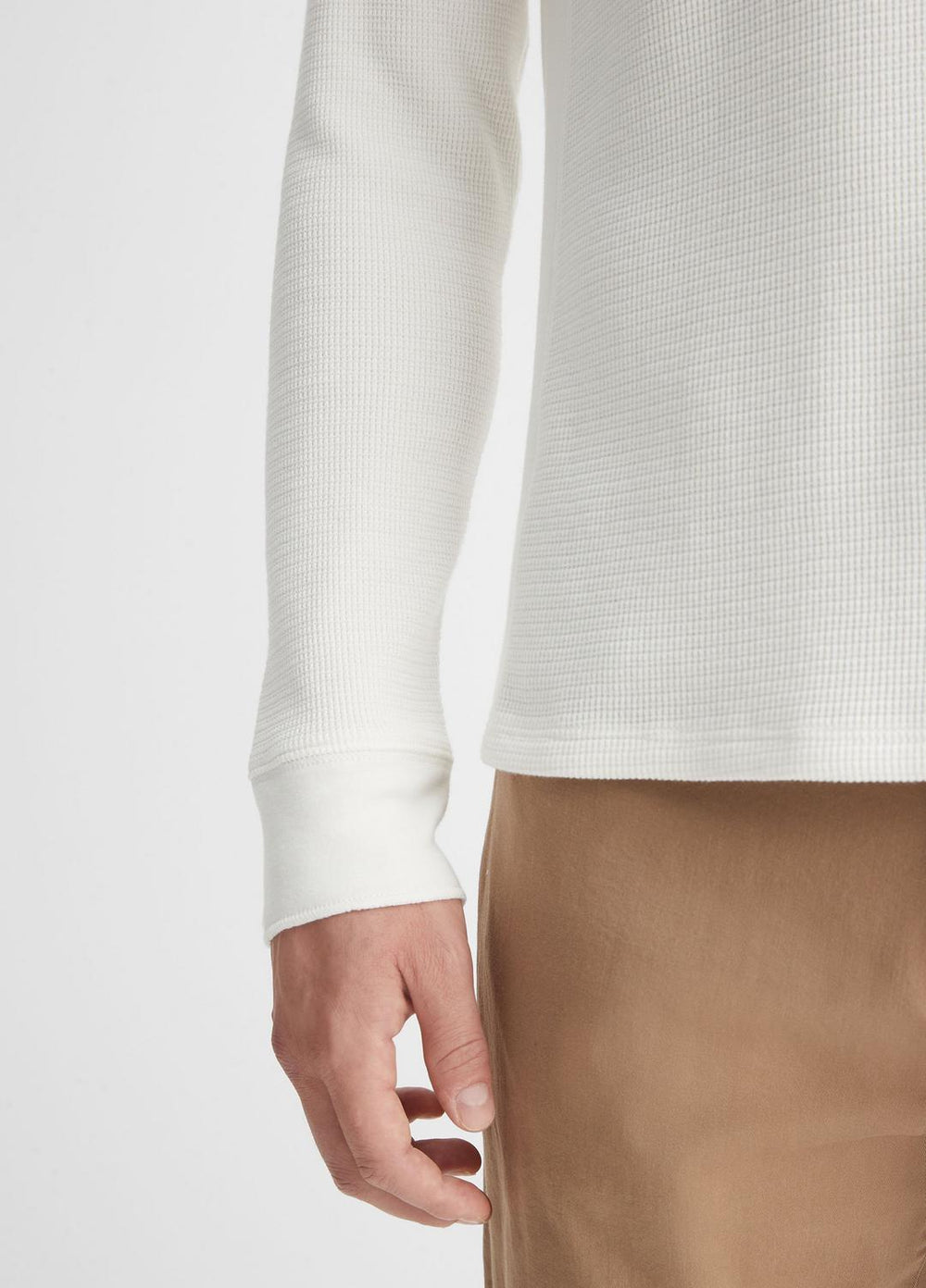 VINCE | Pima Cotton-Blend Thermal Long-Sleeve Pullover in Long Sleeve - OFF WHITE