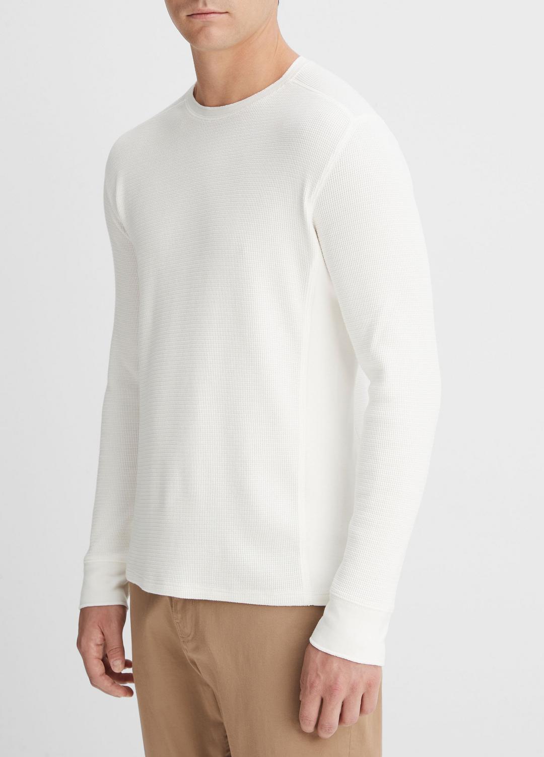 VINCE | Pima Cotton-Blend Thermal Long-Sleeve Pullover in Long Sleeve - OFF WHITE