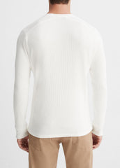 VINCE | Pima Cotton-Blend Thermal Long-Sleeve Pullover in Long Sleeve - OFF WHITE