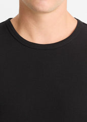VINCE | Pima Cotton Piqué Long-Sleeve T-Shirt in Long Sleeve - BLACK