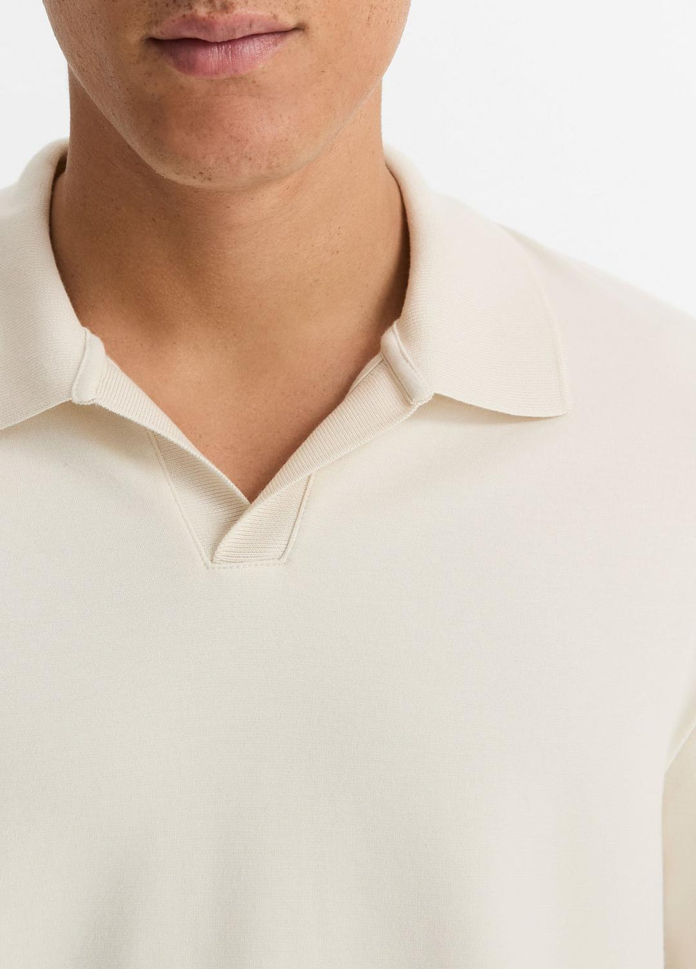 VINCE | Milano Pima Cotton-Blend Johnny-Collar Shirt in Long Sleeve - BONE