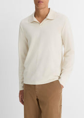 VINCE | Milano Pima Cotton-Blend Johnny-Collar Shirt in Long Sleeve - BONE