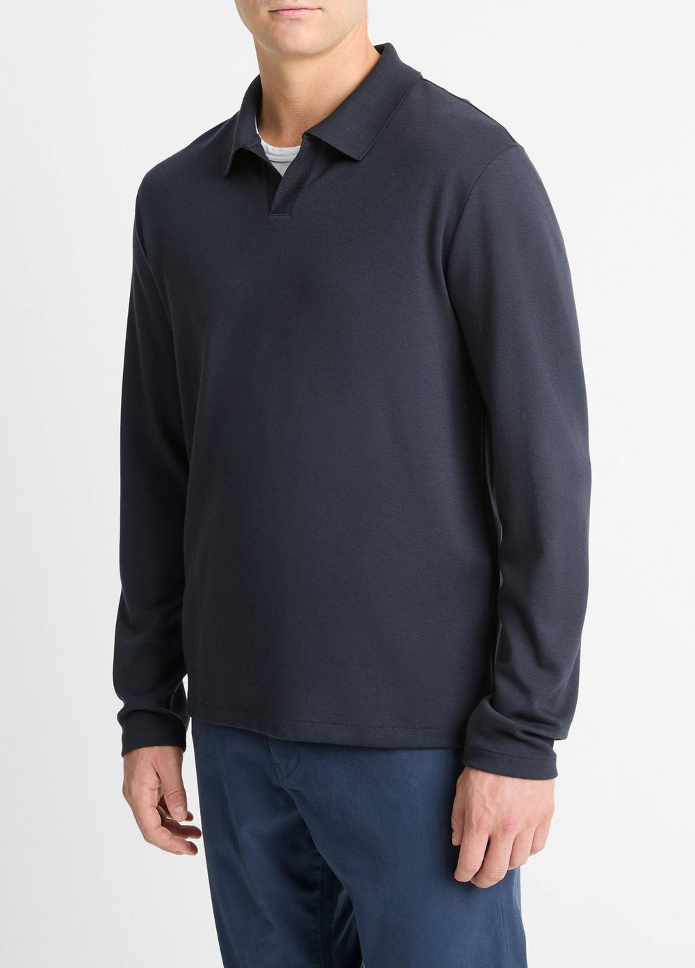 VINCE | Milano Pima Cotton-Blend Johnny-Collar Shirt in Long Sleeve - COASTAL BLUE