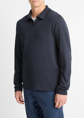 VINCE | Milano Pima Cotton-Blend Johnny-Collar Shirt in Long Sleeve - COASTAL BLUE