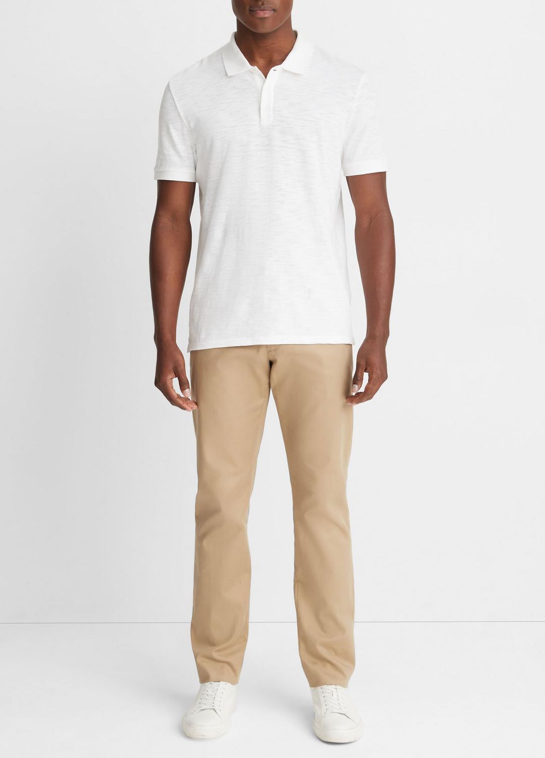 VINCE | Classic Slub Polo Shirt in Henleys & Polos - WHITE