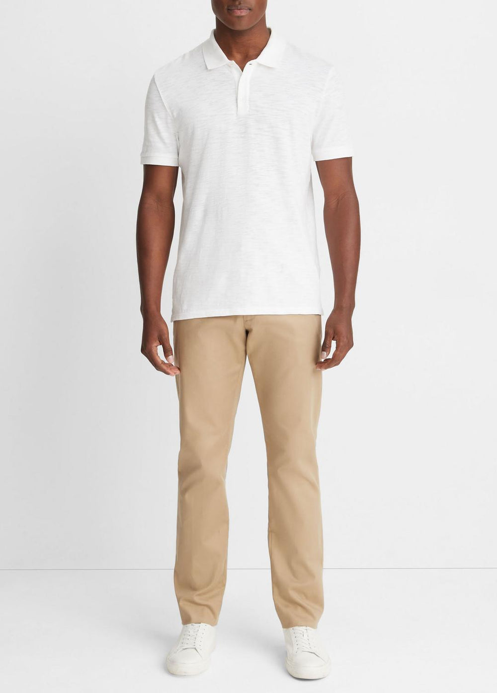 VINCE | Classic Slub Polo Shirt in Henleys & Polos - WHITE