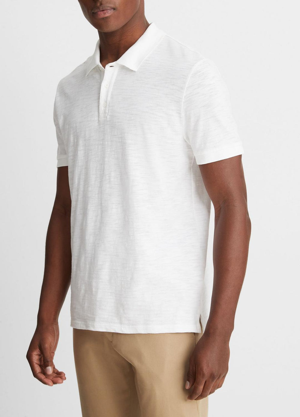 VINCE | Classic Slub Polo Shirt in Henleys & Polos - WHITE