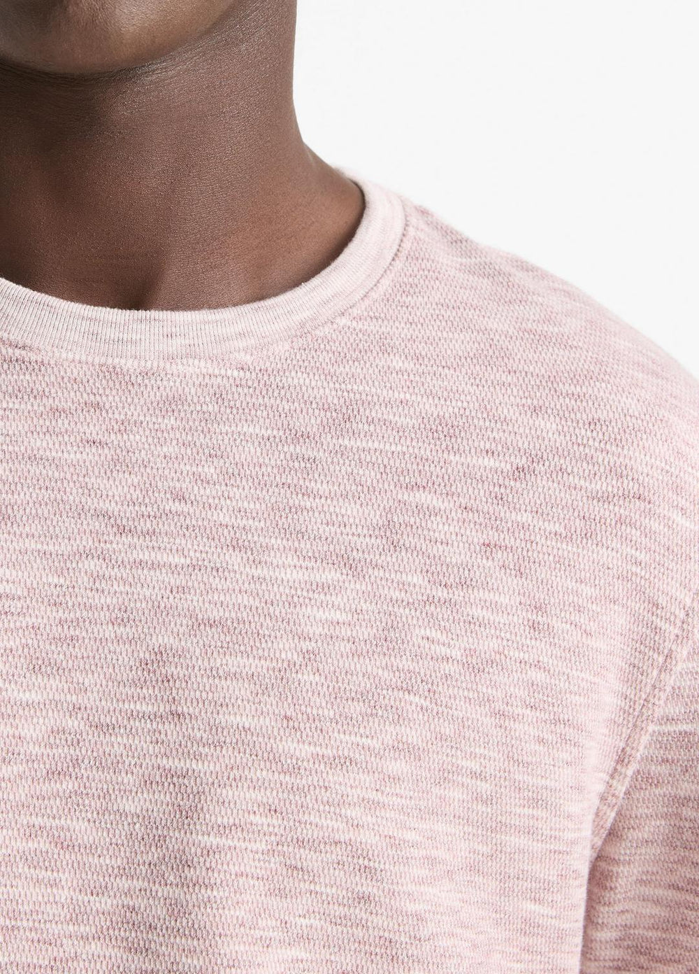 VINCE | Space-Dye Cotton-Blend Long-Sleeve T-Shirt in Long Sleeve - MALBEC/OFF WHITE
